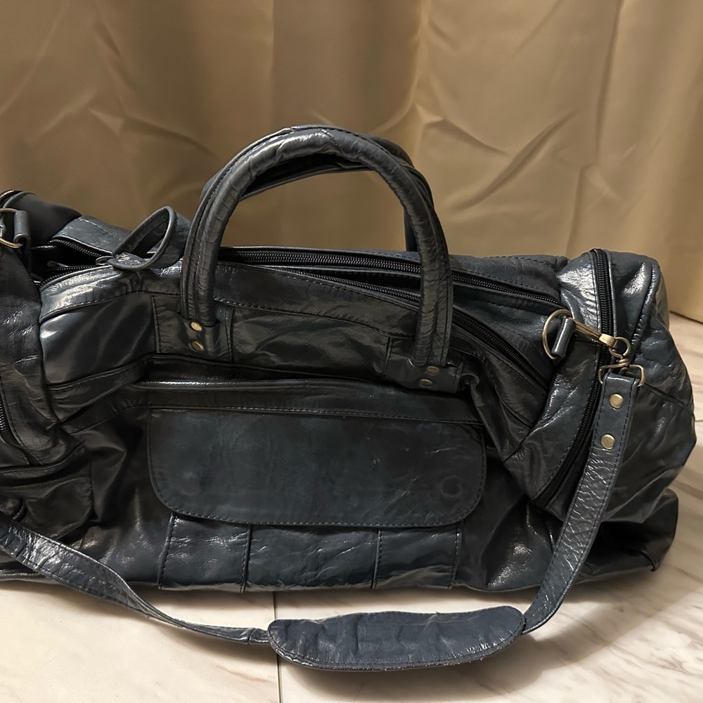 Leather duffle bag